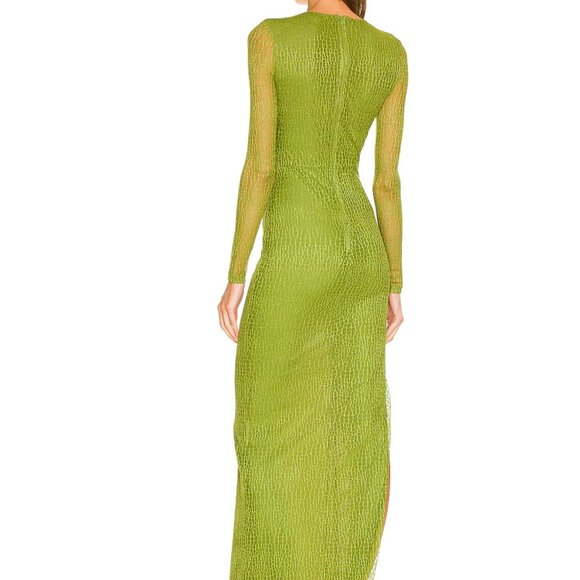 Michael Costello x REVOLVE Lauren Green Maxi Dress High Slit Long Sleeve - Picture 3 of 16